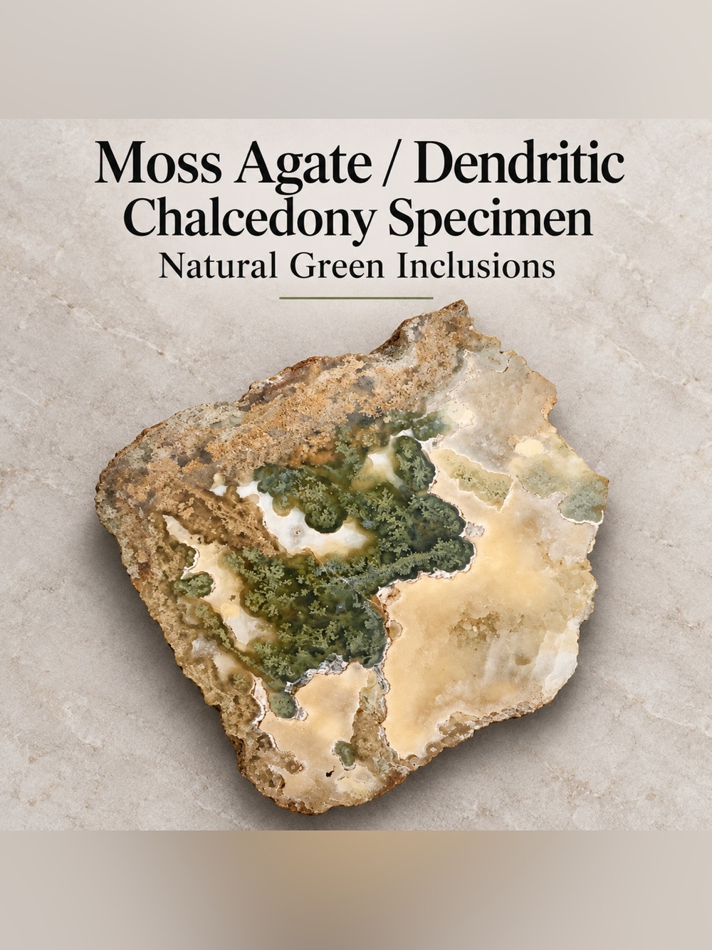 Moss Agate / Dendritic Chalcedony Specimen – Natural Green Inclusions